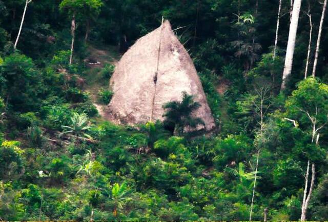 弗利切瑞人（theFlecheiros）的公共居所（maloca），2017年在FUNAI的查瓦利河谷原住民保留地（ValedoJavariIndige