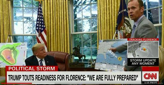 面对“佛罗伦斯”飓风，特朗普：完全准备好了CNN视频截图
