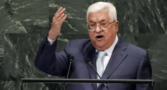 资料图：巴勒斯坦总统阿巴斯在联合国大会谴责美国违背承诺（德国之声电台网站）