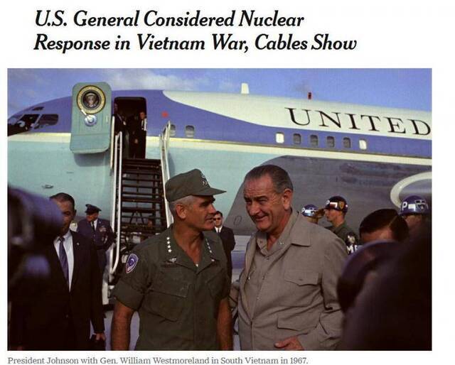 时任美国总统约翰逊和美驻越南部队总司令威斯特摩兰