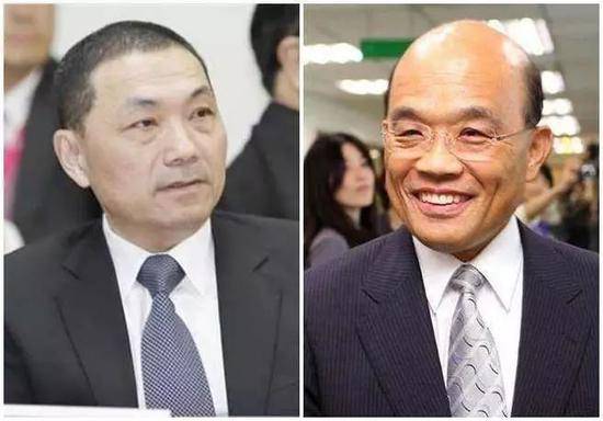 新北市长参选人侯友宜（左）、苏贞昌