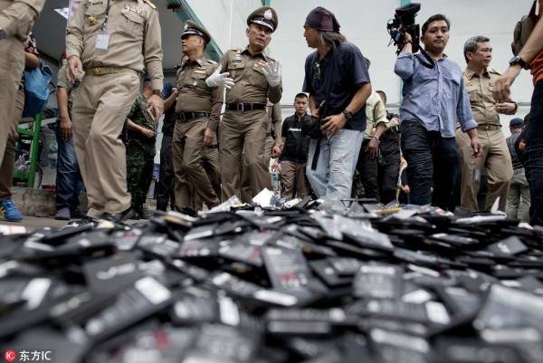 2018年6月21日，泰国警方清查非法废电池