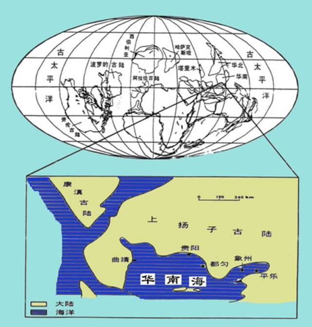 4亿年前云南曲靖水下艺术想象图和位置地图