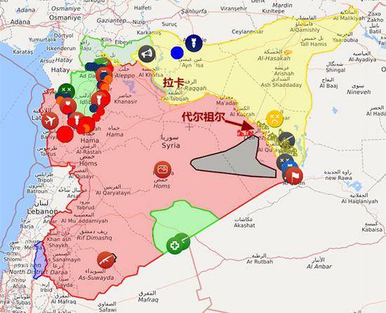 叙利亚局势示意图（2018年11月7日更新，syria.liveuamap.com）