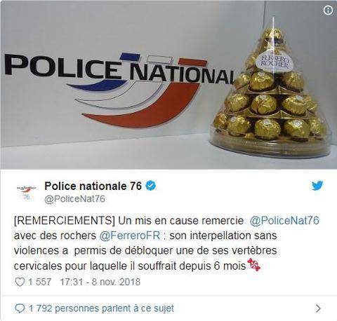 当地警方将这件趣事发到了推特上，引爆法国网友热议。（图源：推特）