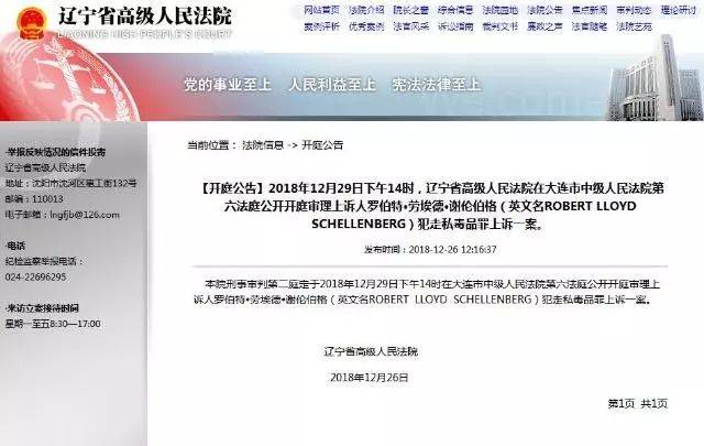 辽宁省高级人民法院官方网站截图