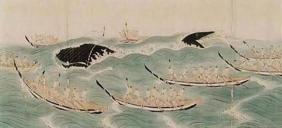 （图为日本远古时期的捕鲸图图源：观察者网）