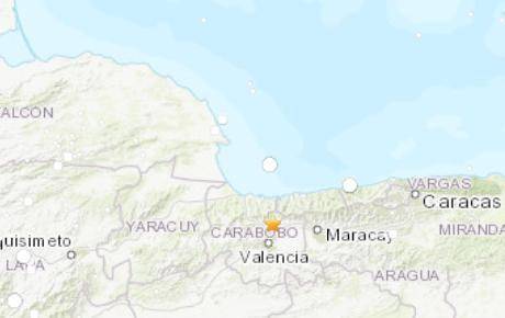 12月27日，委内瑞拉北部发生5.5级地震。图片来源：美国地质勘探局网站截图。