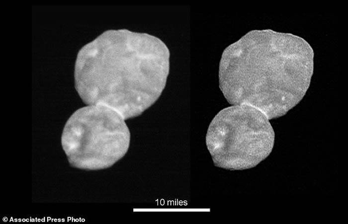 新视野号拍摄的小行星“终极远境”（UltimaThule）形状如同雪人