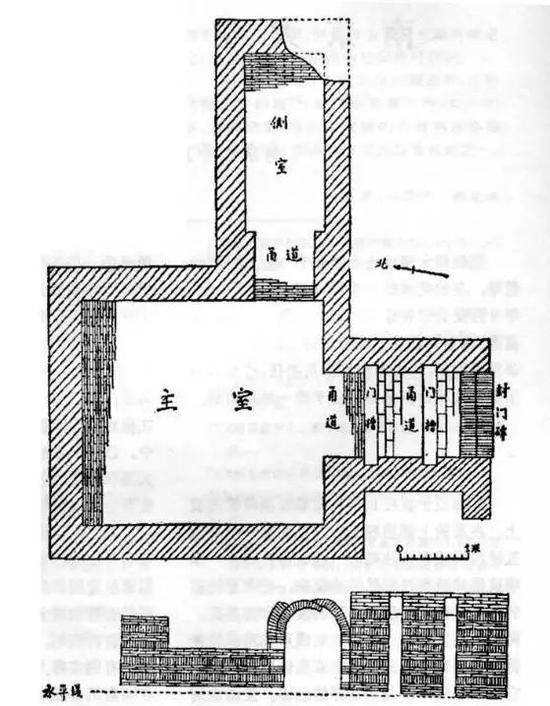 南京大学北园东晋大墓示意图