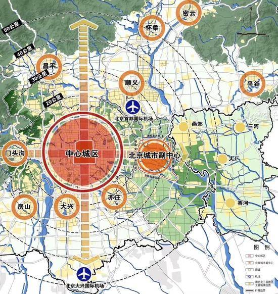 （城市副中心位置与区位分析图。来源：北京市规划与自然资源委员会）