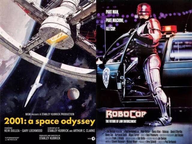 《2001太空漫游》和1987年的《机械战警》海报