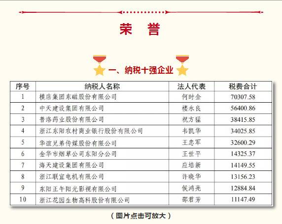 纳税十强企业。