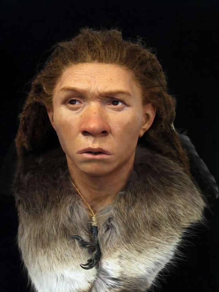 尼安德塔女子（NEANDERTHALWOMAN）。虽然这名尼安德塔女性的遗骸来自欧洲别处，但是在最近一次冰河期间，今日欧洲大陆与不列颠群岛之间的移动相较容易