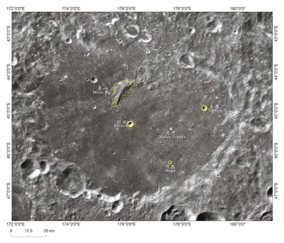 嫦娥四号着陆区地理实体命名影像图。国家航天局供图（新华社发）