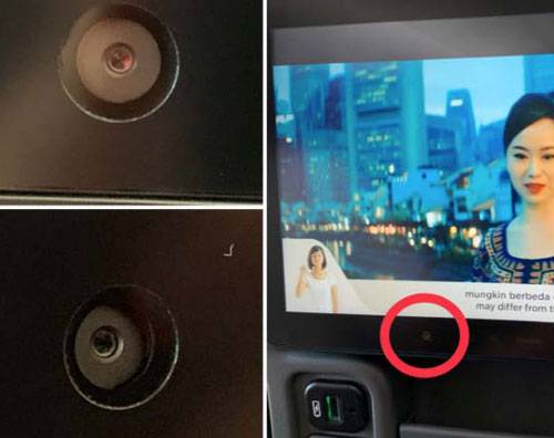 机舱座椅背后可能隐藏着摄像头。（社交网站截图）