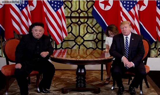 画面为金正恩与特朗普会晤