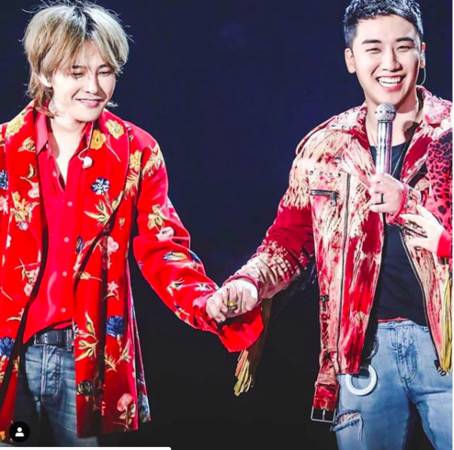 胜利（右）是BIGBANG队长G-Dragon（左）最疼爱的“老幺”。