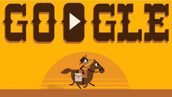 Google首页涂鸦GoogleDoodle“西部骑士跑跑跑”纪念“小马快递”PonyExpress