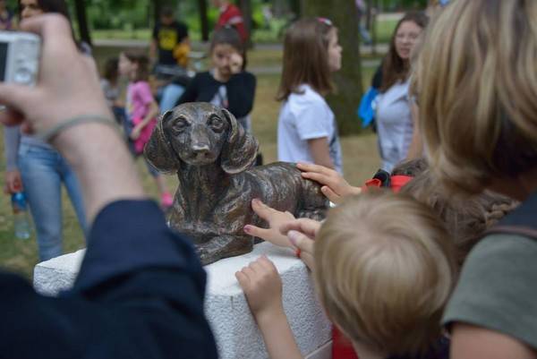 塞尔维亚共和国腊肠犬为救女童勇斗獒犬牺牲居民建雕像纪念