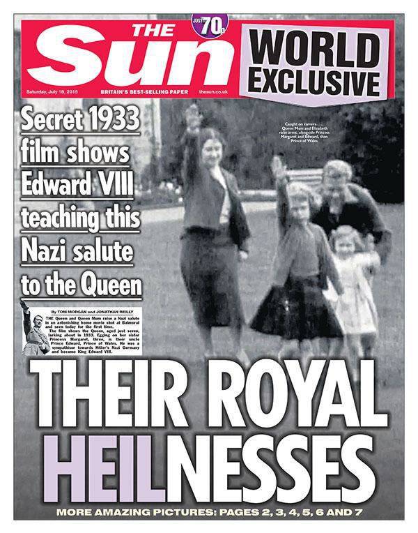 《太阳报》刊登英女王少不更事的照片，引起英国皇室不满。