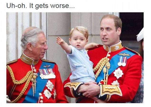 乔治小王子举右手照