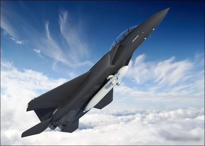 美国研发利用F-15战机作为平台，从高空发射小型卫星上轨道。图为构想图。
