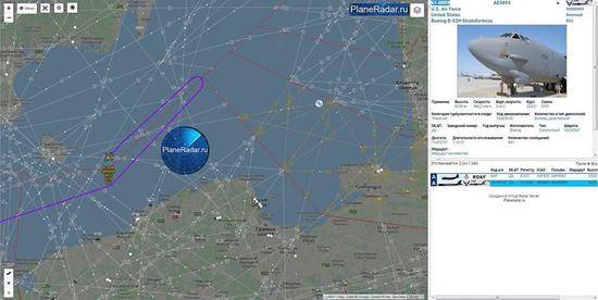 B-52轰炸机飞行路线图片来自俄罗斯卫星网