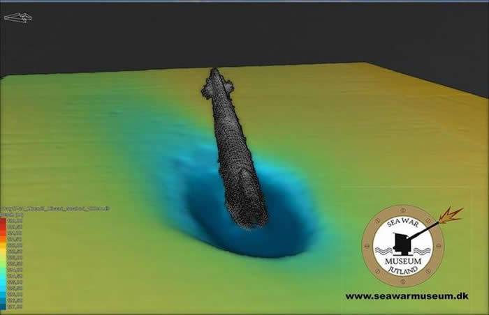 丹麦日德兰海洋战争博物馆在北海附近发现可能是载希特勒逃跑的德国U型潜艇U-3523残骸