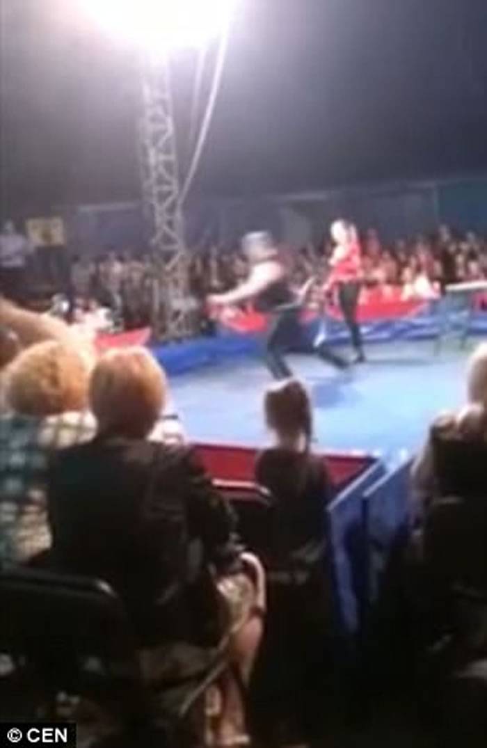 乌克兰首都基辅马戏团表演途中熊突然发难扑观众