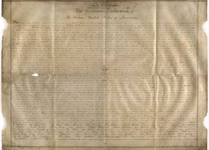 研究人员发现英国藏有独立宣言手稿。
