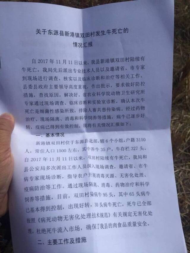 广东省河源市东源县东江邻近村落爆牛瘟专家：疑水源地附近染细菌