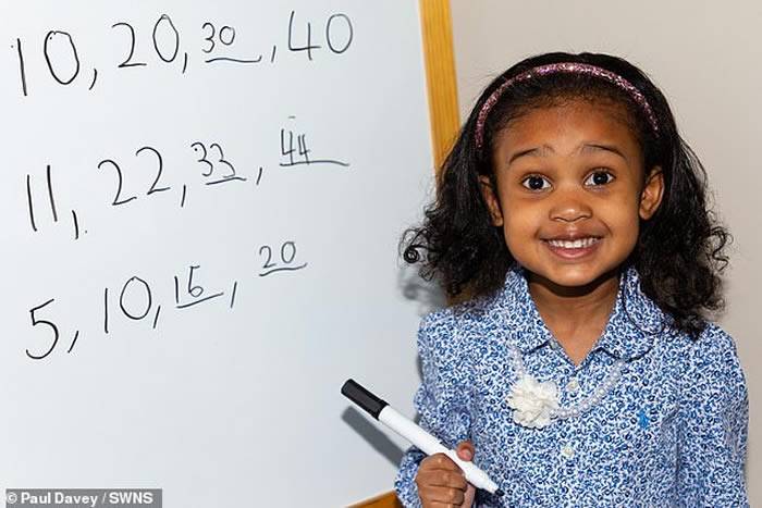 英国4岁女童阿兰娜·乔治成为天才组织门萨Mensa最年轻成员智商达140分