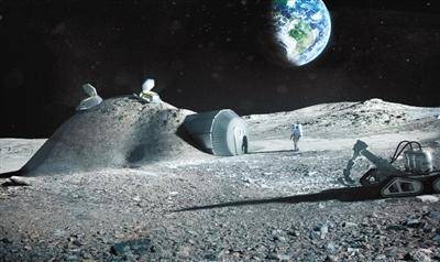 欧空局计划建造的“月球村”效果图。欧空局希望利用3D打印月壤来获取建筑材料。图/欧空局官网