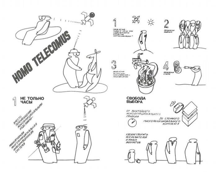 “HOMOTELECOMUS”的多功能手表草图，1985年