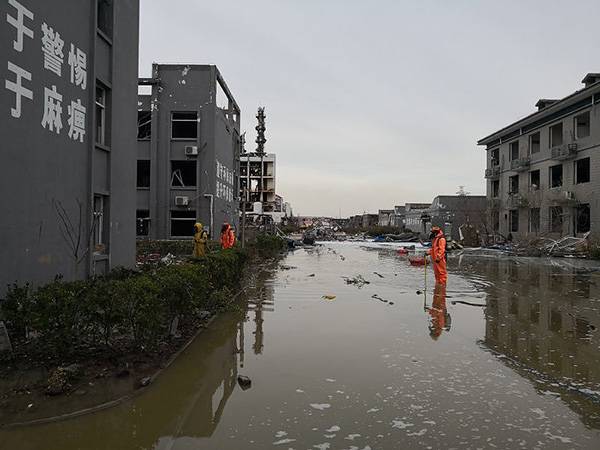 2019年3月22日下午，江苏盐城，爆炸后的园区。视觉中国资料