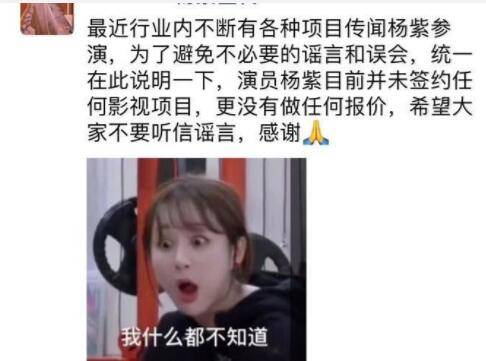 知情人否认杨紫参演网传影视剧
