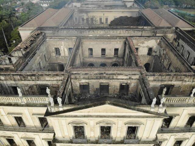 航拍大火后的巴西国家博物馆，图片来源：东方IC