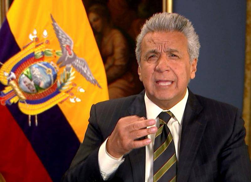 4月11日，厄瓜多尔总统莫雷诺发表视频声明，解释为何撤销对阿桑奇的庇护。@东方IC