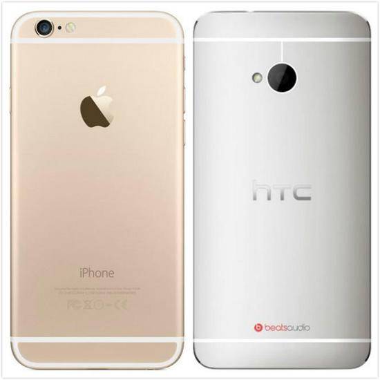 图：iPhone6和The New HTC One