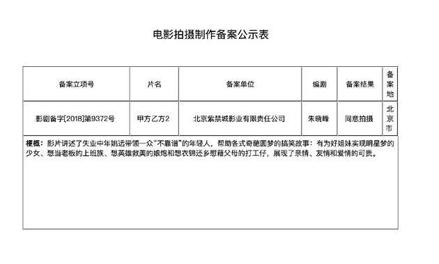 《甲方乙方2》备案公示