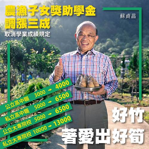 农渔子女奖助学金调整。（图片取自台媒）