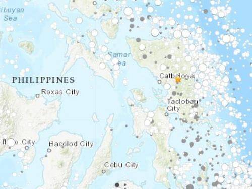 菲律宾萨马岛附近发生6.6级地震。（图片来源：美国地质勘探局网站截图）