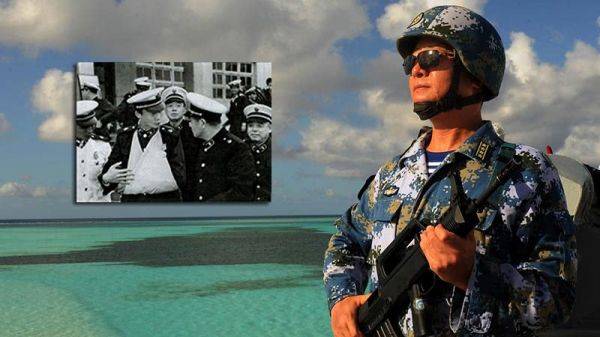 资料图片：血染赤瓜礁的战斗英雄杨志亮28年后再回南沙。（图片来源于网络）