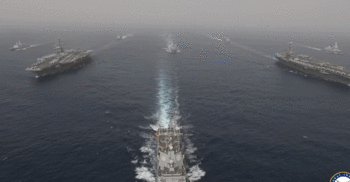 “斯坦尼斯”、“林肯”两大航母战斗群上周在地中海开展联合演习（图源：USNI）