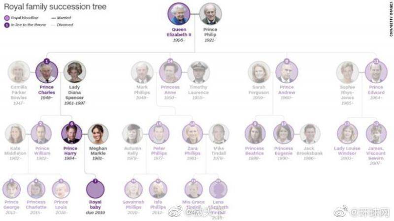 最新英国王位继承顺序：71岁查尔斯王子排第一