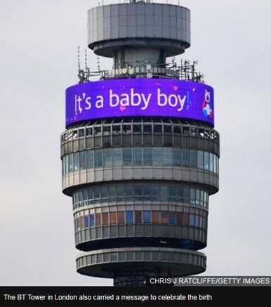 英国电信塔庆祝王室迎来新成员图源：Getty Images