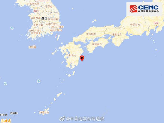 日本九州岛附近海域发生5.7级地震