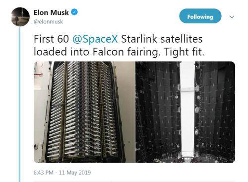 SpaceX互联网高速卫星首露面 马斯克公开照片