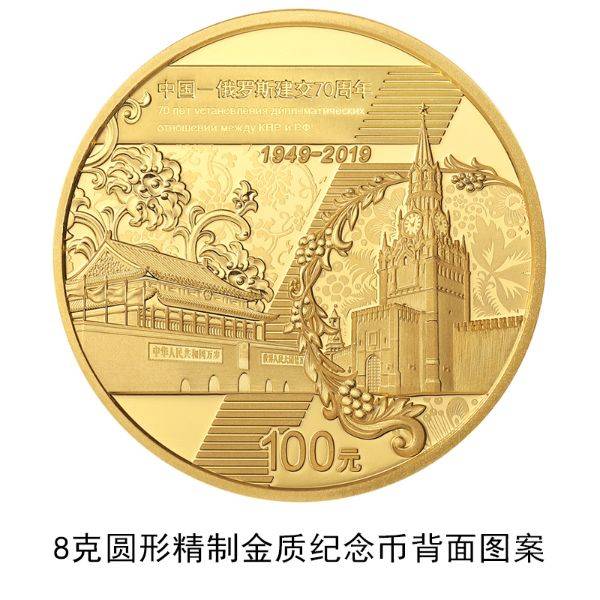 中国人民银行将发行中俄建交70周年金银纪念币一套